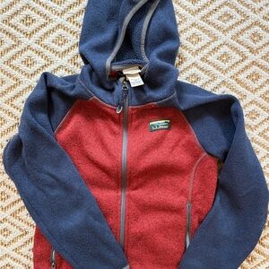 L.L. Bean Kids Navy and Burgundy Hoodie Fleece EUC